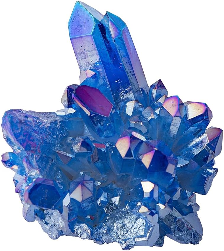 DECHOUS Natural Crystal Cluster Geode, Blue Raw Quartz Geode Crystal Cluster Stone Small Healing Crystals for Home Decoration, Healing, Meditation