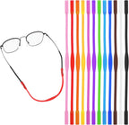 Qianyu 12 Pcs Elastic Sports Glasses Straps Anti-Slip Silicone Safety Toddlers Eyeglass Straps No Tail Eyewear Retainers Soft Adjustable Sunglass Cord Holder for Kids Men and Women