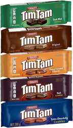 Arnott’s Tim Tam 5 Pack Variety – Original, Chewy Caramel, Dark Mint, Dark Chocolate & Extra Chocolaty – Australian Chocolate Biscuit Cookies Assortment