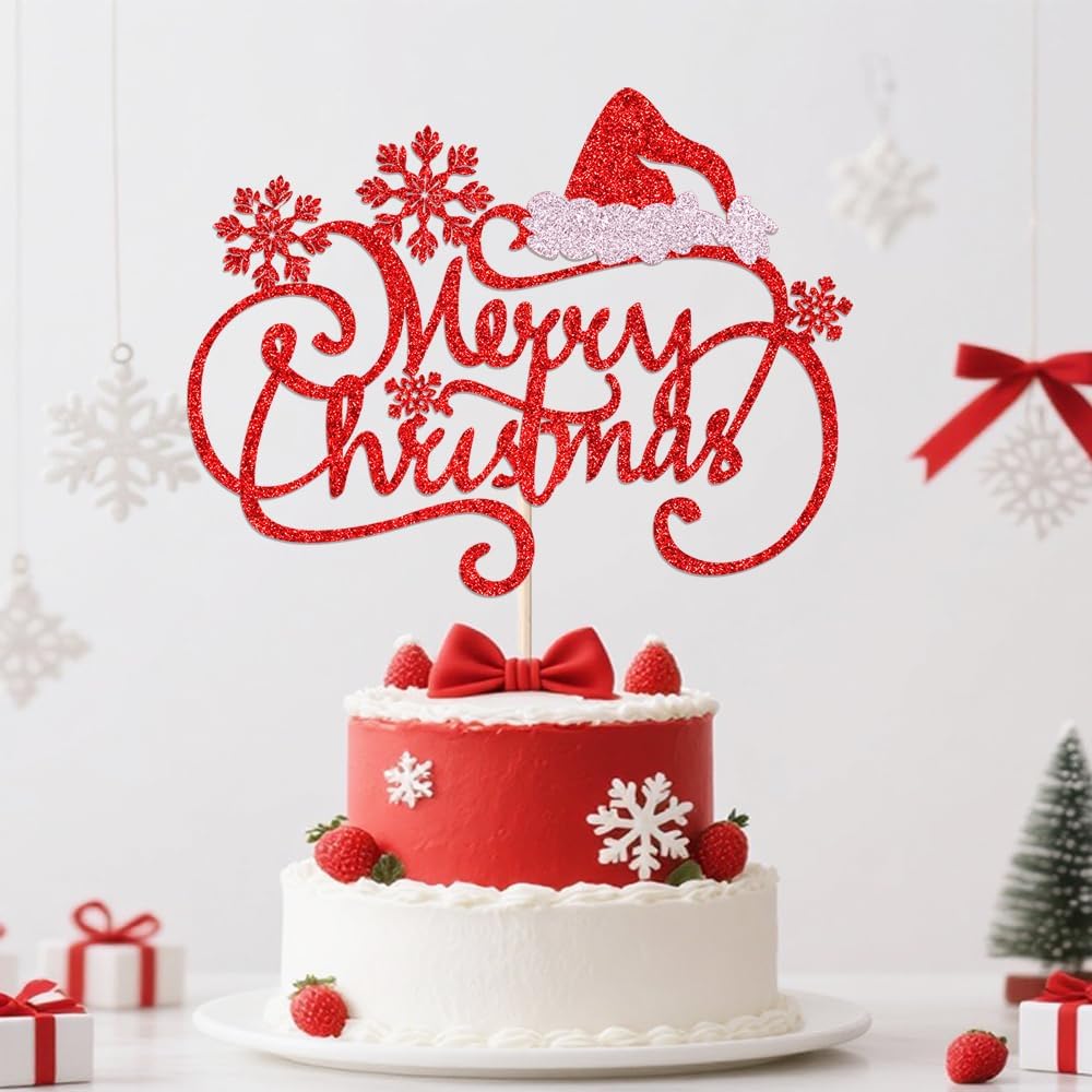 Merry Christmas Cake Topper Children's Party Decorations for Christmas Theme New Year Holiday Party Cake Decorations Supplies