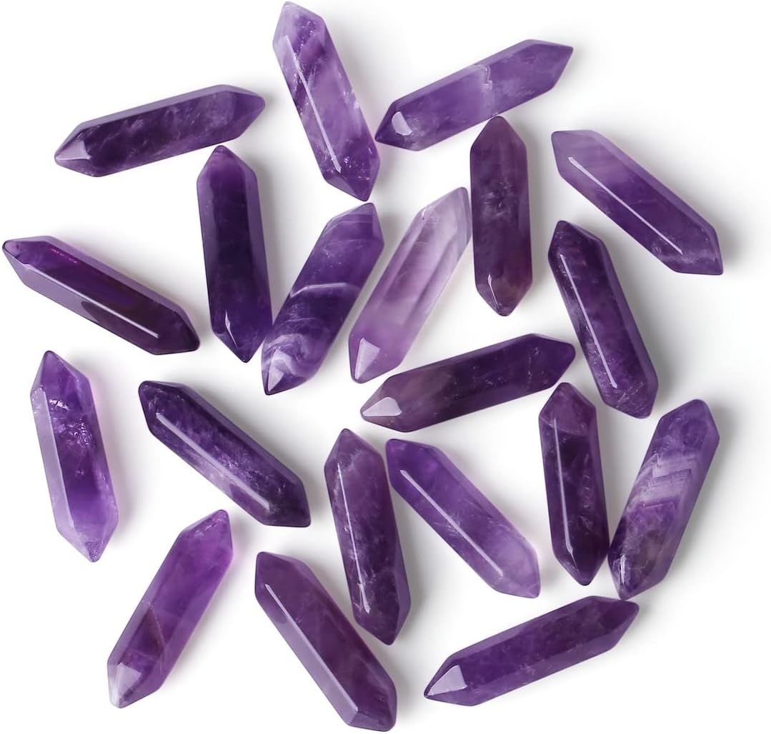 ZHIYUXI Amethyst Crystal Rock Amethyst Stone Gems Gemstones Amethyst Crystals Bulk Crystal Set Bulk Crystals Purple Crystal Wand Tumbled Polished Rocks Reiki Therapy Meditation Decor Gifts 10 Pcs