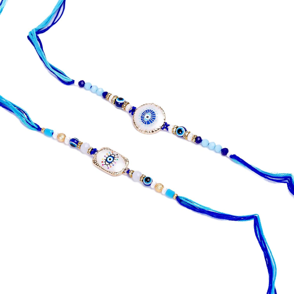 Pack of 2 Designer Evil Eye Charms Beaded Rakhi Set for Brothers – Rakhi for Raksha Bandhan & Bhaidooj – Good Luck Protection