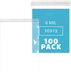 GPI - 6 Mil, Extra Heavy-Duty, 10" x 12" Clear Plastic Reclosable Zip Bags, 1 Gallon, Puncture-Resistant, Strong Resealable Poly Bags, With Lock Zipper For Screws, Nuts, Bolts & Constuction, 100 Count