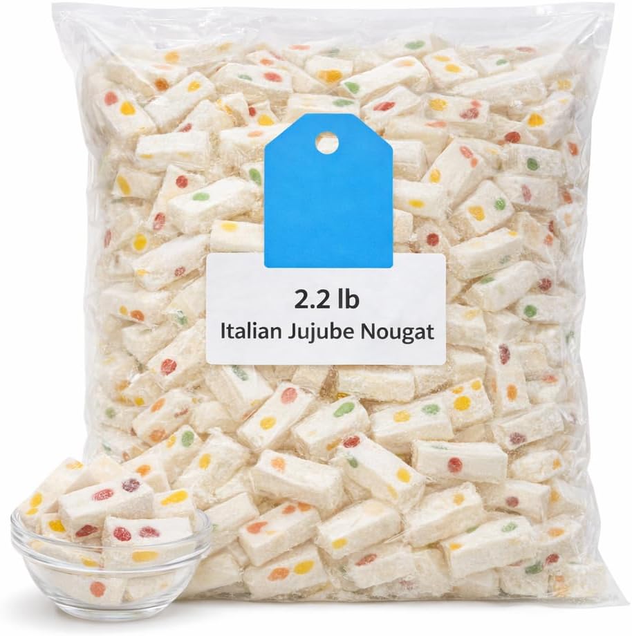 Italian Jujube Nougat Candies – Soft & Chewy Fruity Nougat Candy, 2.2 lb Bulk Bag, Party‑Ready, Gift-Friendly Sweets, Assorted Fruit Flavors