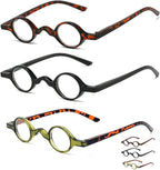 3pcs Small Mini Retro Round Reading presbyopia Glasses-Professor Men Women Eyeglasses for Readers Spring Hinge Readers