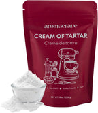 AROMACRAVE Cream of Tartar Powder, High-Purity Potassium Bitartrate for Baking & Cooking, Stabilizes Egg Whites, Prevents Sugar Crystallization, Leavening Agent for Fluffy Baked Goods (8 Ounce)