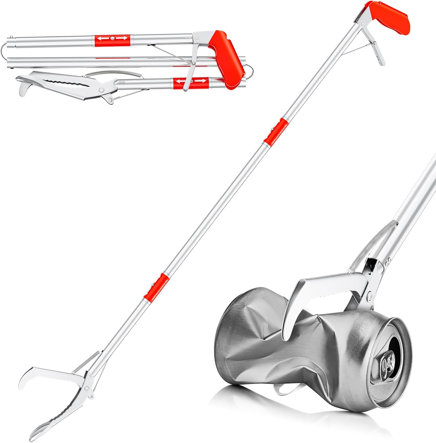 Grabber Reacher Tool, 50" Foldable Extra Long Grabber for Elderly Reaching Tool Heavy Duty Pickup Trash Picker Upper Equipment Fire Tongs Snake Grabber