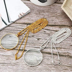 Yaomiao 2 Pcs Magnifying Glass Necklace for Women 5X Monocle Eyepiece Magnifying Lenses Pendant with 1.73 Inch Glass Lens and 35.4 Inch Long Chain for Women Men Reading Gift