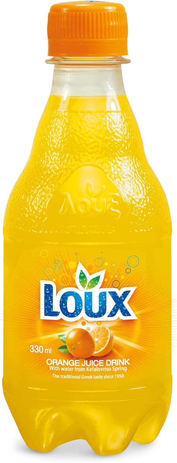 Loux | Greek Soft Drink | Orange | Pack of 12 | 330ml