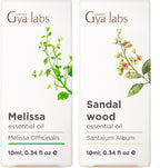 Melissa Oil for Herbaceous Scent & Sandalwood Essential Oils for Diffuser Set - Aromatherapy Grade Essential Oils Set - 2x10ml - Gya Labs