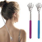 2PCS Stainless Steel Back Scratcher,Portable Retractable Long Reach with Non-Slip Rubber Handle,Ergonomic Design for Arthritis Relief,Travel-Friendly Durable Set