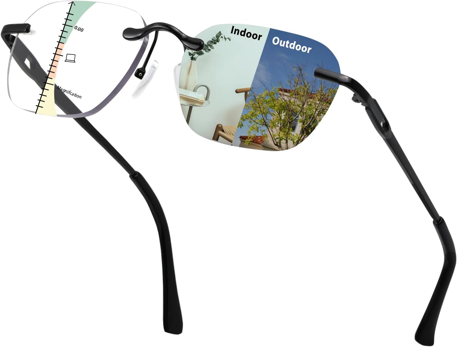 Photochromic Multifocus Reading Glasses Blue Light Blocking Sunglasses UV400 Progressive Multifocal Computer Readers