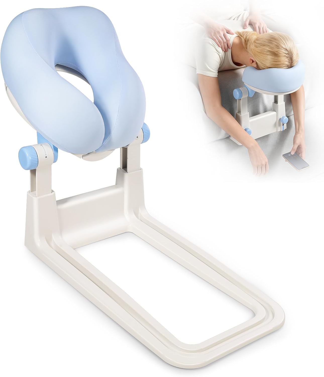 Massage Headrest for Bed, Adjustable U-Shaped Face Cradle Pillow, Portable Memory Foam Pillow for Neck Pain Relief, Ideal for Post Eye Surgery Recovery, Home Facials, Spa & Massage Table Daily Use