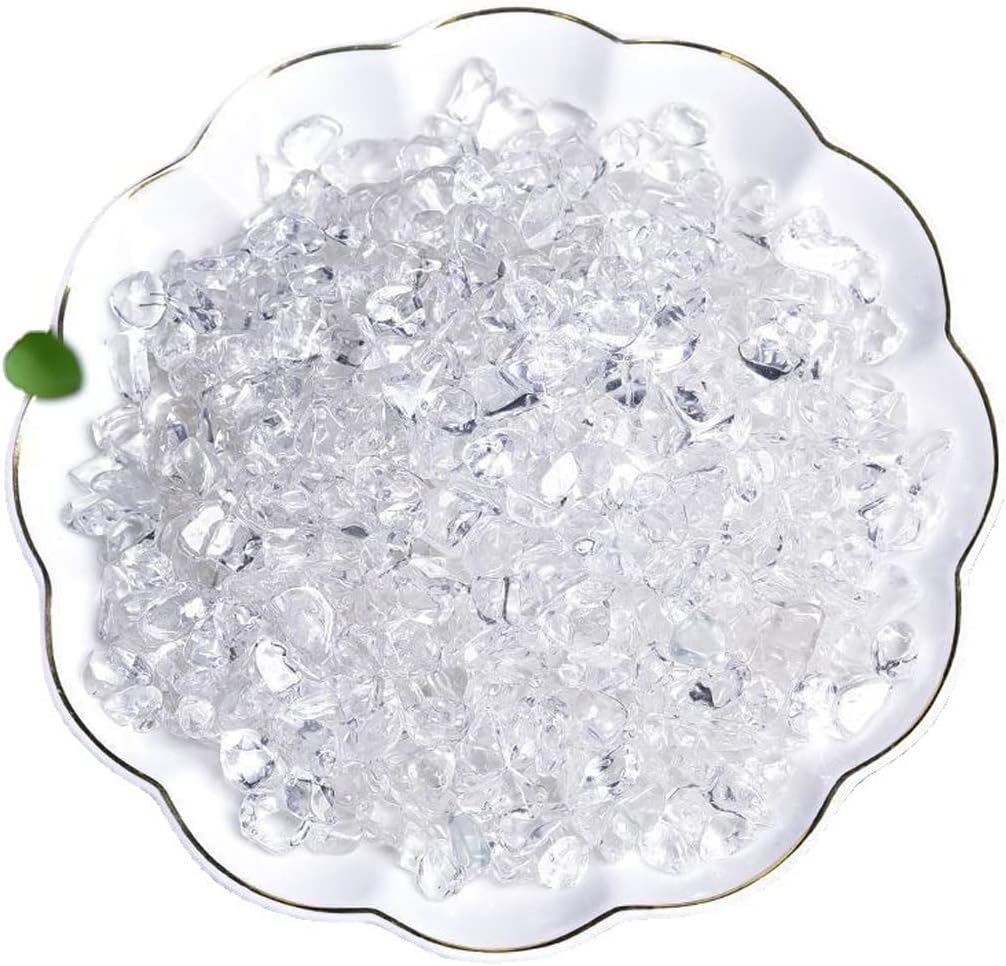 Natural Clear Quartz Tumbled Chips Crushed Crystal Stone, 7-9mm Polished Healing Crystal Chips Healing Reiki Crystal Jewelry Making Home Decoration