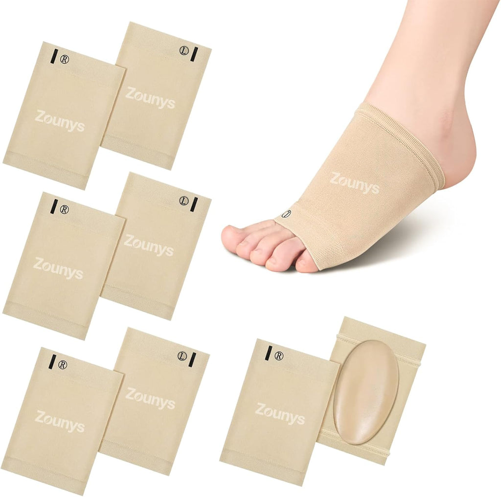 8 Pcs Gel Arch Support Sleeve Wraps, Soft Gel Pad Inserts for Women, Gel Compression Arch Support Bands, Suitable for Flat Feet and High Arch Feet to Relieve Daily Exercise and Running