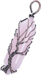 Nupuyai Crystal Pendant Necklace for Women Men, Wire Wrapped Double Point Stone Wands Jewelry for Unisex