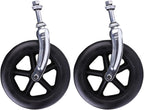 LIGUOYI 2 Pcs Wheelchair Caster Wheels with Front Forks, 6" 7" 8" Solid Front Wheels Replacement Wheel, 1/2" Mounting Axle, Replacement Wheels Assembly for Walkers Rollators and Wheelchairs
