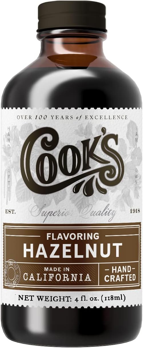 Cook's, Pure Hazelnut Flavor, Perfect for Baking and Cooking, Certified Kosher, Gluten Free, Allergen Free, Vegan, 4 oz