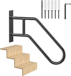 Handrails for Outdoor Steps, U-Shaped Stair Railing Indoor,1-3 Step Porch&Deck Railing, Wall Mount Outdoor Hand Rail,Grab Bars Elderly,Safety Handrails for Kids, Pregnant Women, Disabled