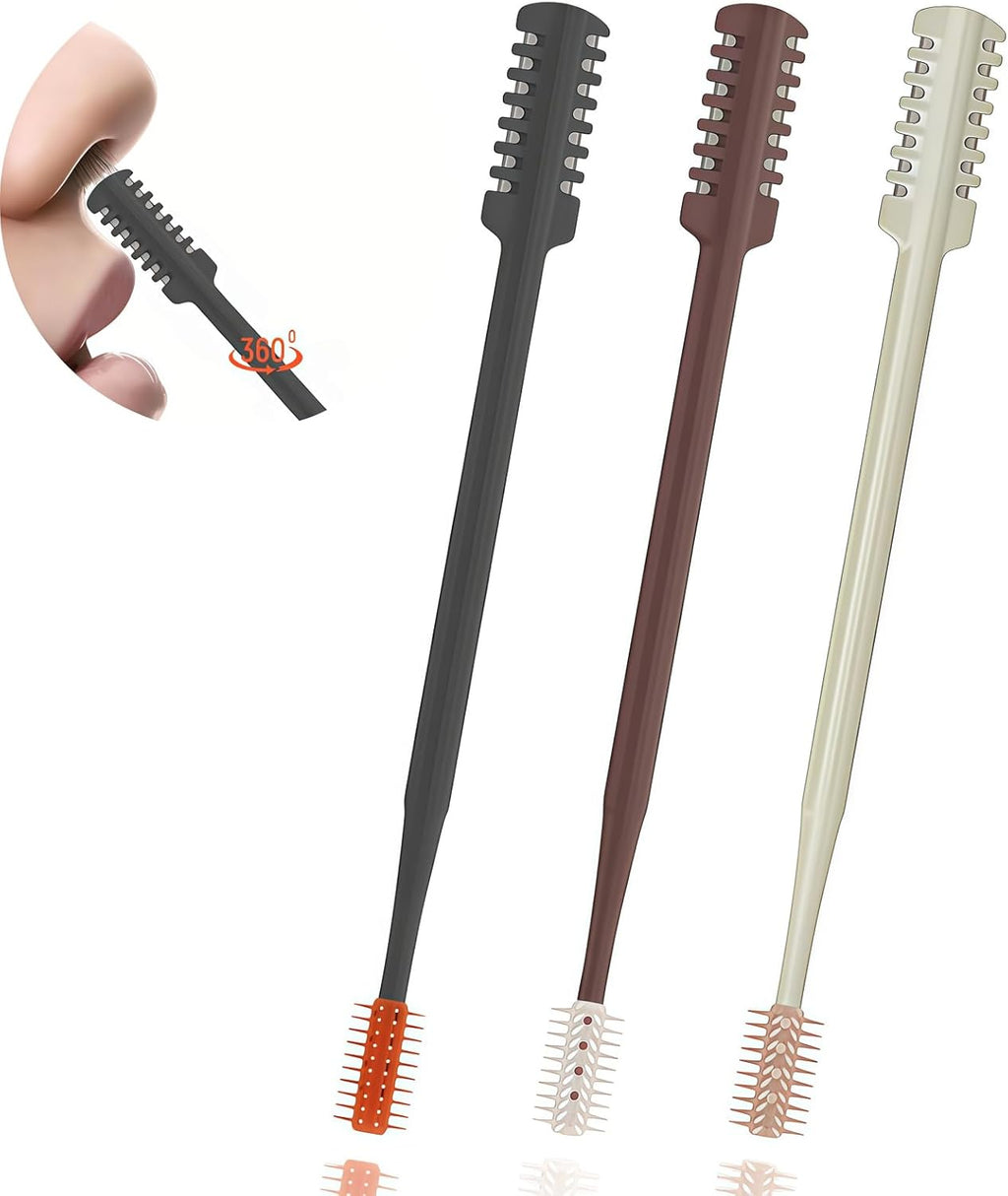 2026 Upgraded 2-in-1 Nasal Hair Cutter, 360° Rotating Double-Sided Blade, Washable Portable Grooming Tool for Men & Women, Travel Essential,(Multicolor-3-Pack)