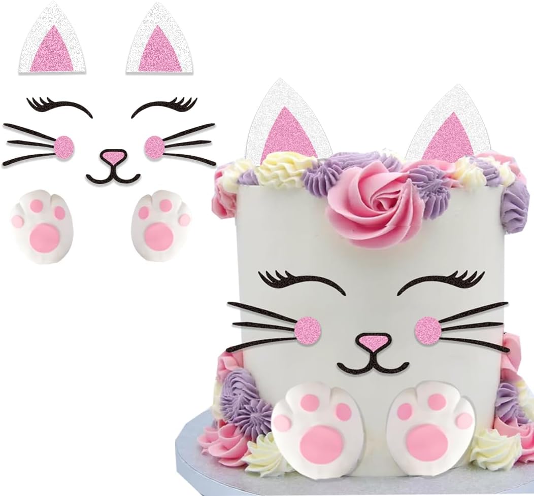 Cat Cake Topper Kitty Cat Face Foot Cake Decoration For Kitty Theme Birthday