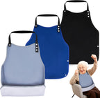 3 Pack Adult Bibs for Elderly Women Men Clothing Protector with Crumb Catcher Reusable Waterproof Adjustable
