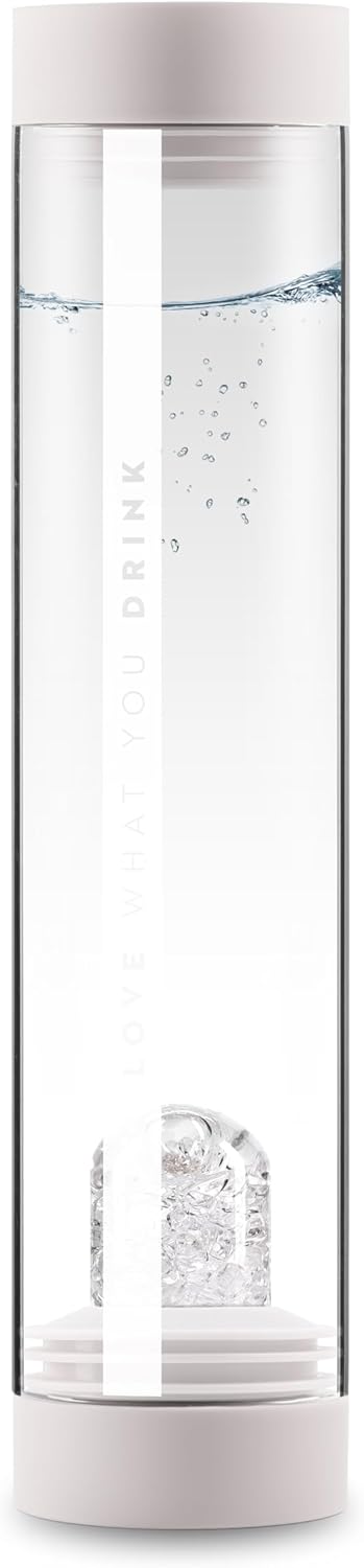 VitaJuwel Sana DIAMONDS cloud white | Crystal Water Carafe with Genuine Diamond Slivers (4ct.) & Clear Quartz - Invigorating, Energizing & Exhilarating