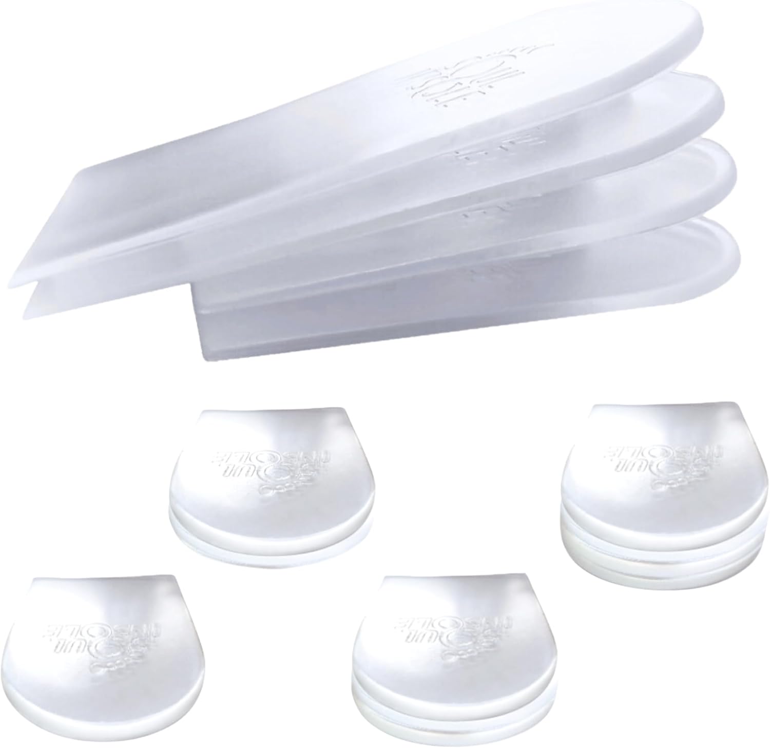 Heel Lift Inserts for Women and Men - 4 pcs Stackable Adhesive Gel Heel Cushions, Adjustable Height Increasing Insoles for Leg Length Discrepancy 1/8", 1/4", 3/8", 1/2" (Small)