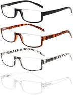 Henotin 4 Pair Reading Glasses for Women Men Readers Half Moon Frame Blue Light Blocking Spring Hinge Eyeglasses (A-mix, 2.75, diopters)