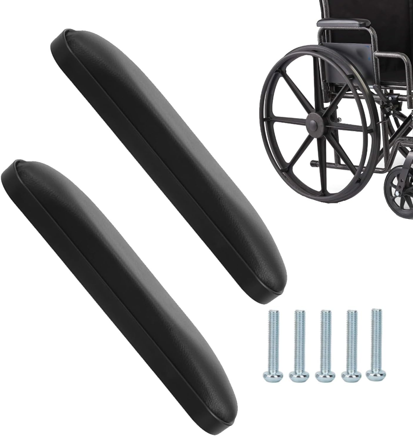 Padded Armrests for Wheelchair, Universal Arm Pads Replacement Black 10-1/4“ Suitable for Most Brands of Wheelchairs(10-1/4"(2pcs))