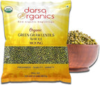 Darsa Organics Whole Green Moong (Mung) Bean Lentils 2 lb – USDA Organic, Non-GMO, Kosher, Gluten-Free | Protein & Fiber Rich | Perfect for Sprouting, Soups & Salads
