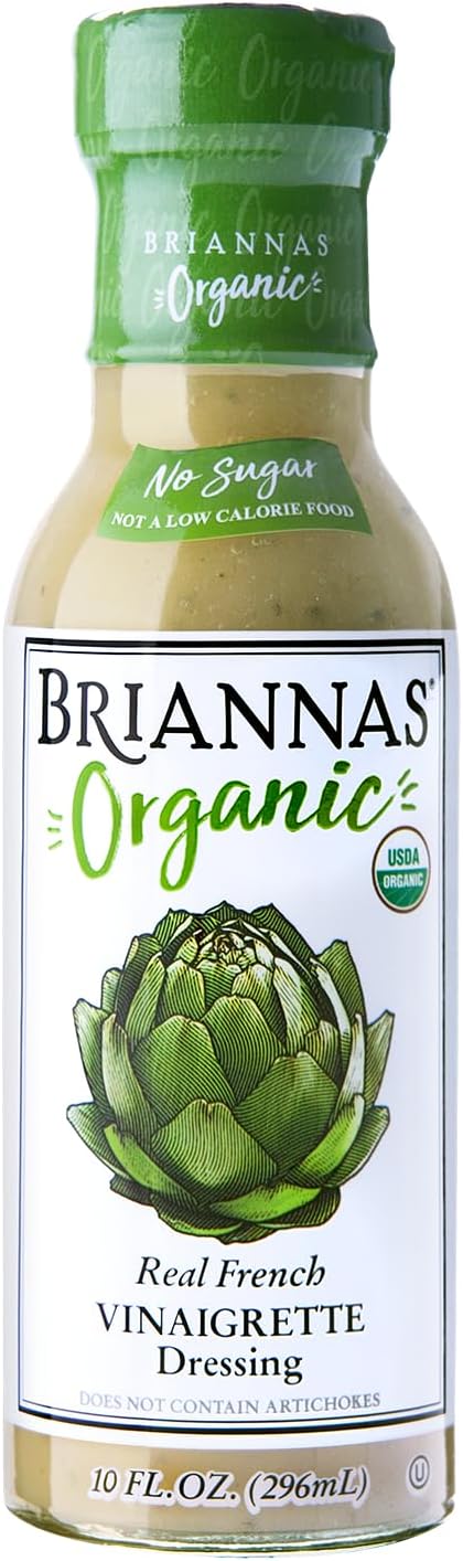 BRIANNAS - Organic Real French Vinaigrette Dressing - Certified Kosher & Organic Salad Dressing made with Premium Ingredients - Sugar-Free Dressing - 10 oz. Bottle