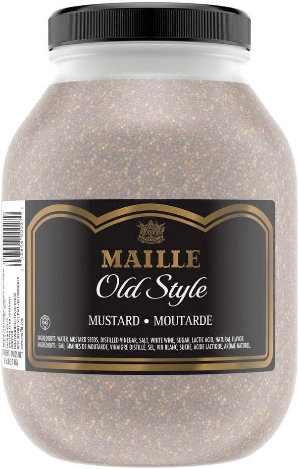 Maille Old Style Whole Grain Stone Ground Mustard, Premium Quality, for Marinades, Sauce and Dressing Jar, Gluten Free, 8.16 Lbs, Pack of 4