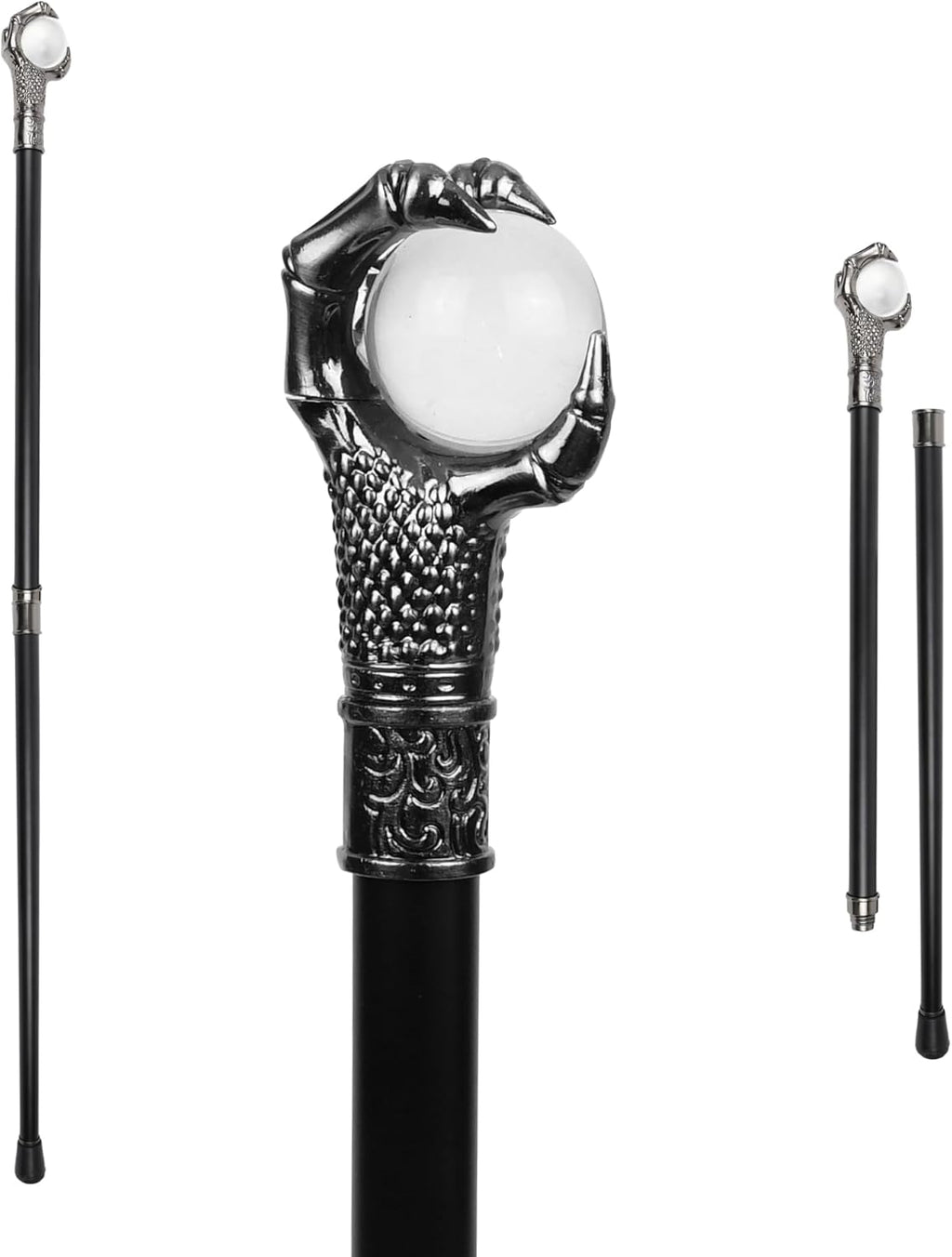 Dragon Claw Cane Walking Stick – Steampunk Clear Ball Stick for Halloween Costume, Wizard Staff, Cosplay Accessories, Party Dress or Photo Prop - Cane for Men and Women - Victorian Gothic Decor 37"
