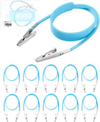 JMU 10 Pack Bib Clips Dental, Autoclavable Bib Holders Clips with Widened Silicone Strap Individually Wrapped, Light Blue