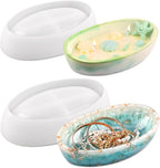 Actvty Candle Vessel Silicone Mold, 2 Pieces Oval Bowl Resin Container Molds, Candle Boat Storage Tray Mold for Epoxy Resin Craft Mold DIY Jewelry Trinket Tray Home Decor