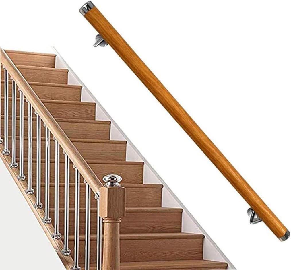 Handrail Wooden Stair Banister Handrail - 1Ft-20Ft Complete Kit, Corridor Non-Slip Stair Railings Support Rod, Loft Villa Indoor and Outdoor Wall Stair Grab Bar Kit/12Ft