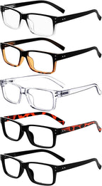 Eyekepper Vintage Reading Glasses for Men - 5 Pack Classic Readers with Spring Hinges +1.25