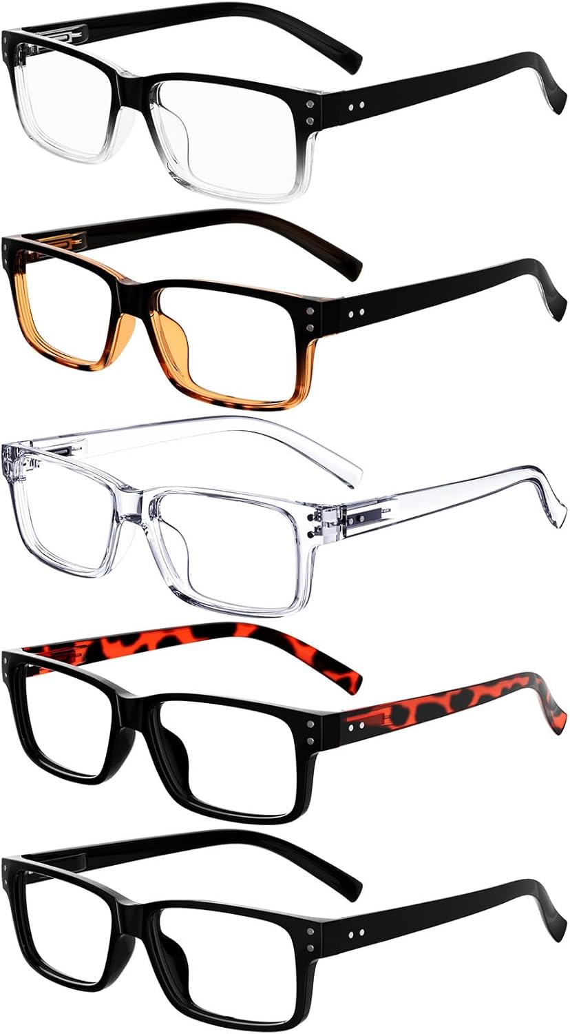 Eyekepper Vintage Reading Glasses for Men - 5 Pack Classic Readers with Spring Hinges +1.50