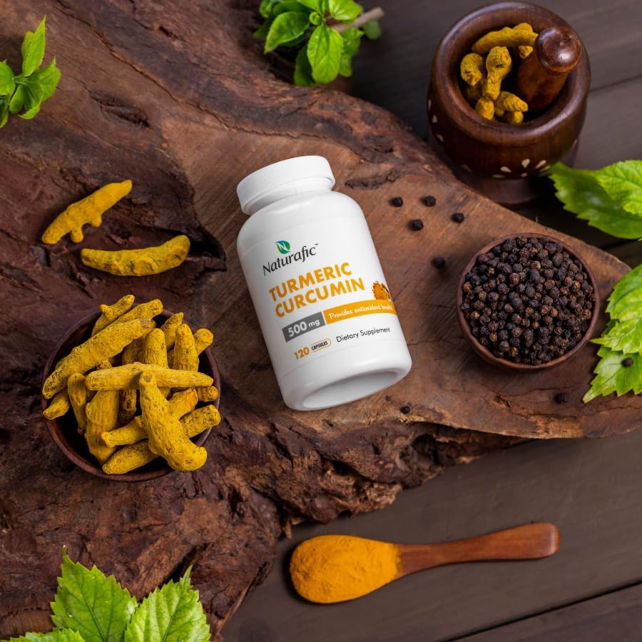 Turmeric Curcumin with Piperine Capsules - 500mg per Capsule,120 Count - Supplement with Black Pepper for Enhanced Absorption Non-GMO, Gluten-Free