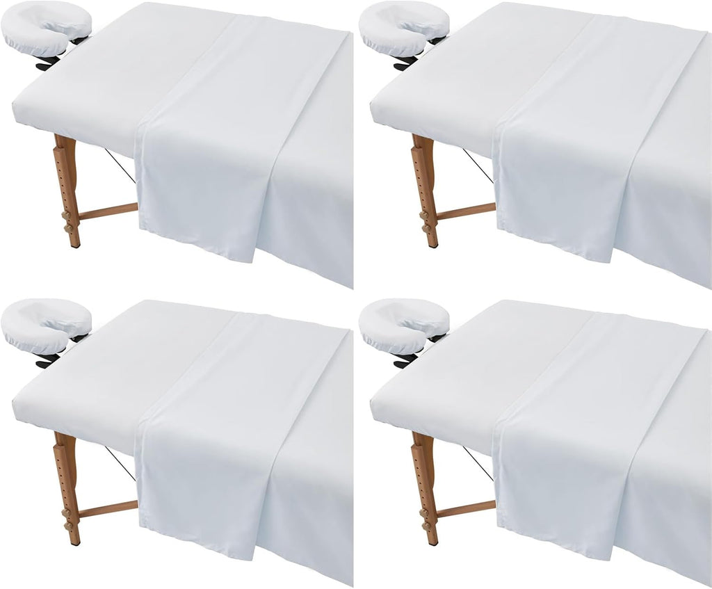 4 Sets Extra Thick Massage Table Sheets Sets Soft Premium Microfiber 3 Piece Set Massage Sheet Set for Salon Spa Bed Include Fitted Covers Flat Sheets Face Cradle Cover