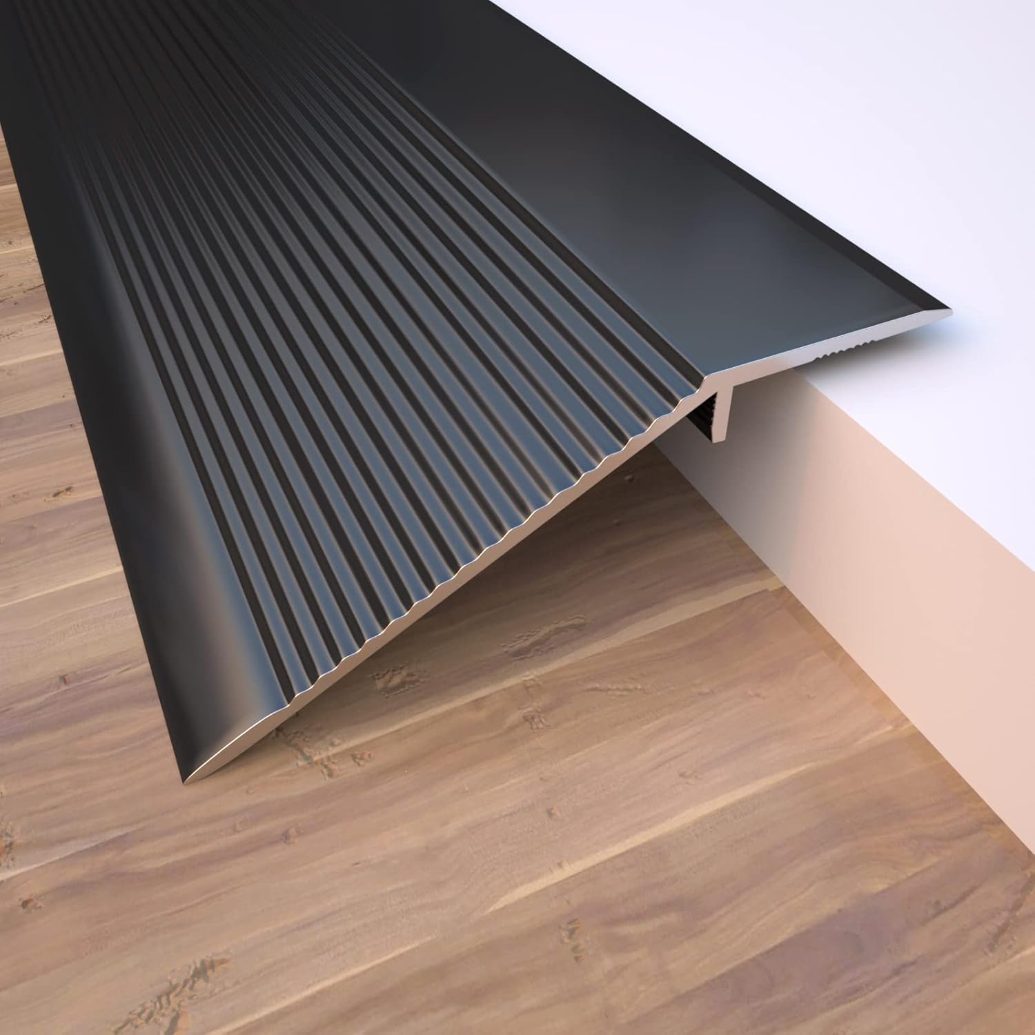 Aluminum Floor Transition Threshold Strip, 36 Inch Threshold Ramps for Doorways, Wheelchairs, Door/Tile/Threshold Reducer, Doorway Edge Trim Suitable for Threshold Height Less Than 1.6 Inch (Black)