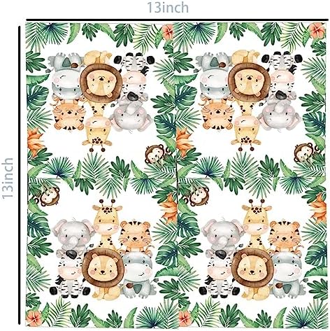 50 Pcs Jungle Safari Animal Napkins - Party Disposable Dinner Paper Napkins for Baby Shower Birthday Themed Party