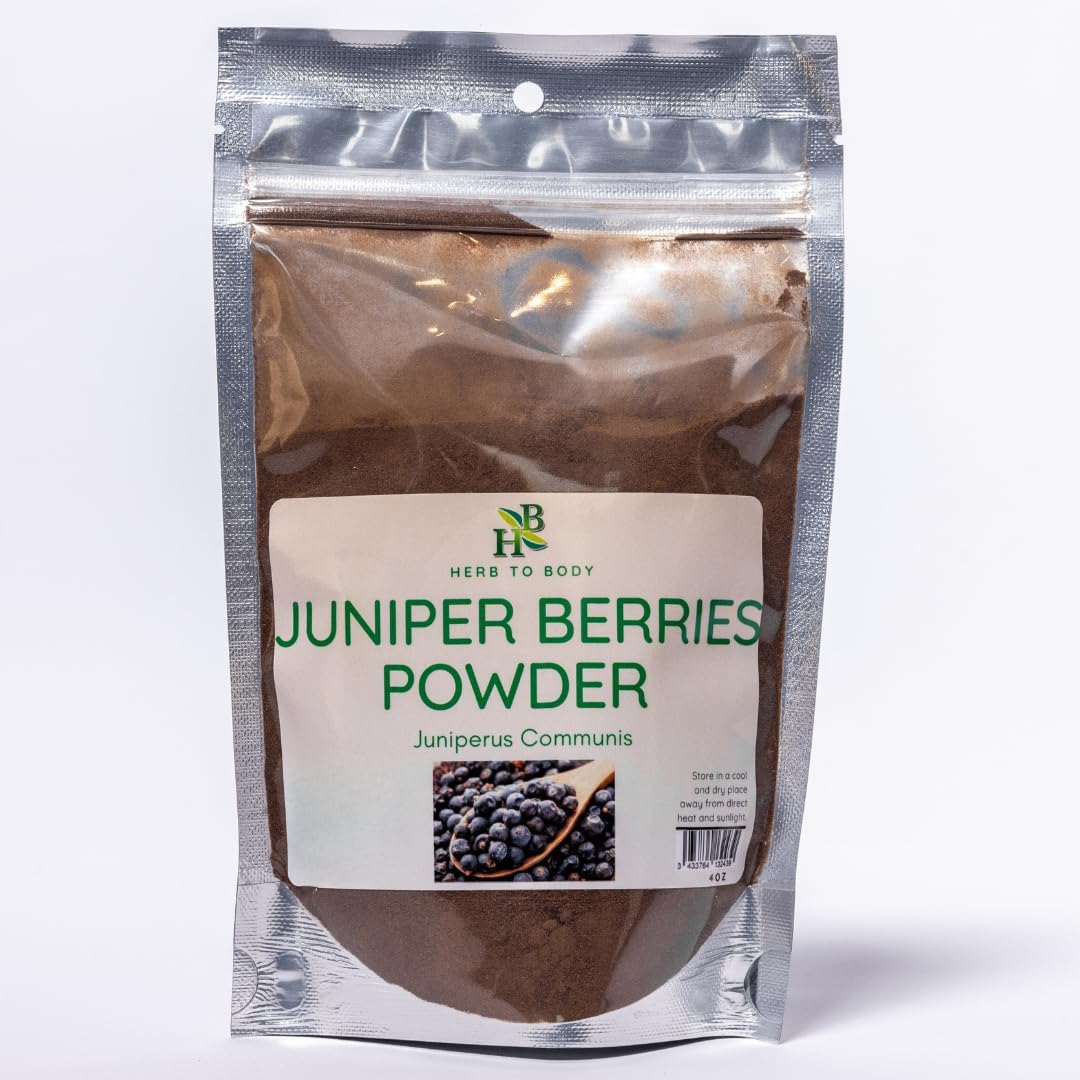 Herb To Body Dried Juniper Berries Powder – 4oz, Wildcrafted Herb for Meat Seasoning, Juniper Tea, Herbal Tea & Beef Recipes and Spice Blends
