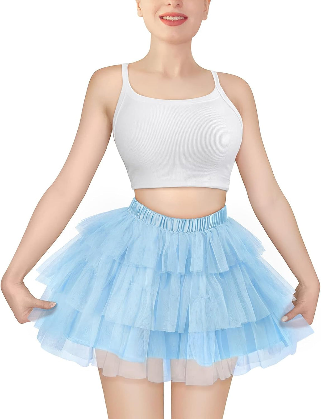 Littleforbig Women's Mesh Tulle Puffy Petticoat Tutu Ballet Bubble Short Ballerina Skirt