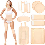 Castor Oil Pack Wrap, 9 Pcs Reusable Organic Castor Oil Pack Kit for Neck Chest Waist Back Knee and Feet, Adjustable Elastic Straps Castor Oil Compress Pads, Machine Washable Anti Oil Leak