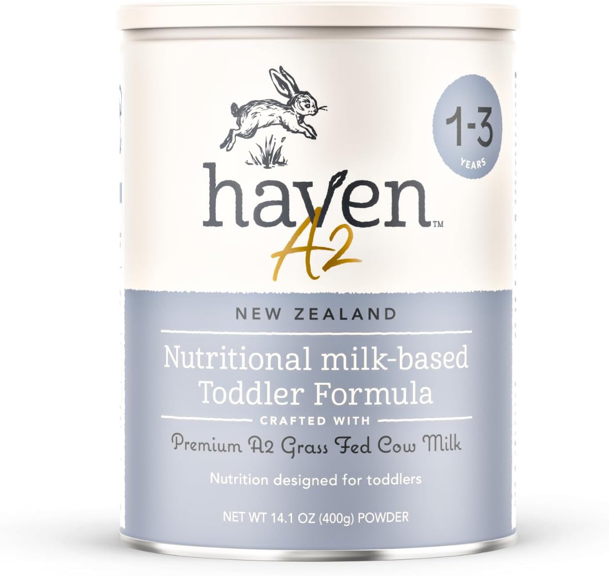 Haven A2 Cow Toddler Formula, Grass Fed Cow Milk Powder for Toddlers With Protein, Probiotics, Prebiotics, Lutein and Omega 3 Dha, Easy Digestion Formula, Non GMO, American Made, 14.1 Oz