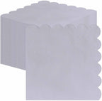 HEIPINIUYE 50 Pieces 2-ply Silver Paper Napkins Disposable Scalloped Cocktail Napkins Beverage Napkin for Wedding Birthday Christmas Party Paper Dinner Napkin