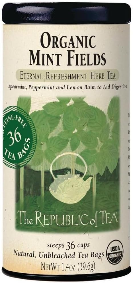 The Republic of Tea – Organic Mint Fields Herbal Tea Bags, Caffeine Free, 36 Servings