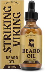 Striking Viking Citrus Beard Oil for Men - 2 Fl Oz - Moisturizing & Softening Formula - Supports Fuller Beard Growth - Soothing Tea Tree & Jojoba Oil Infusion